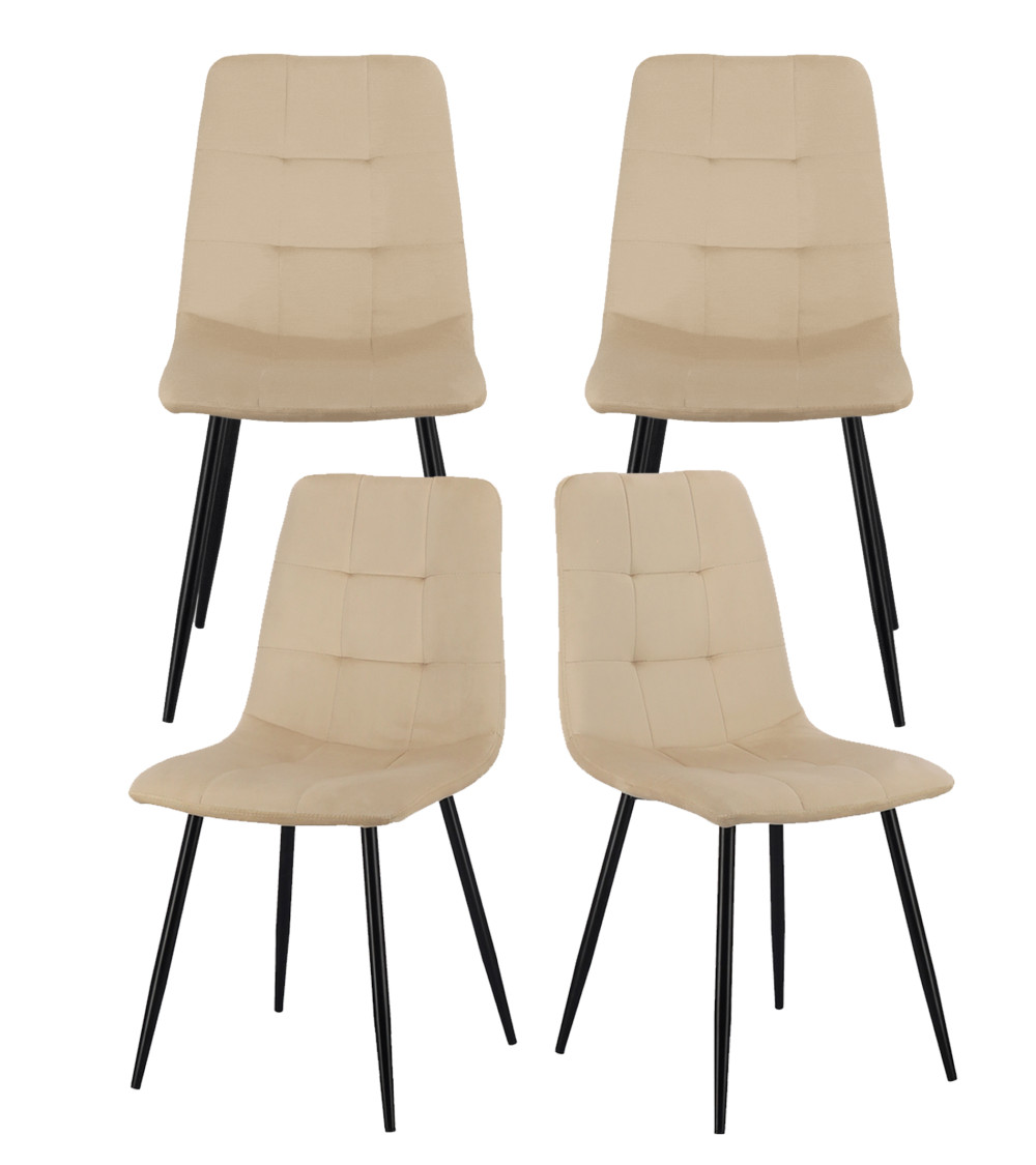 Pack de 4 sillas de comedor de terciopelo ASTRID