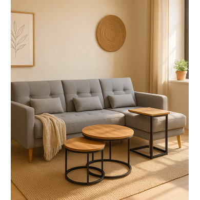Sofá Abu – Chaiselongue cama con módulo reversible en gris Sofá Abu – Chaiselongue cama con módulo reversible en gris