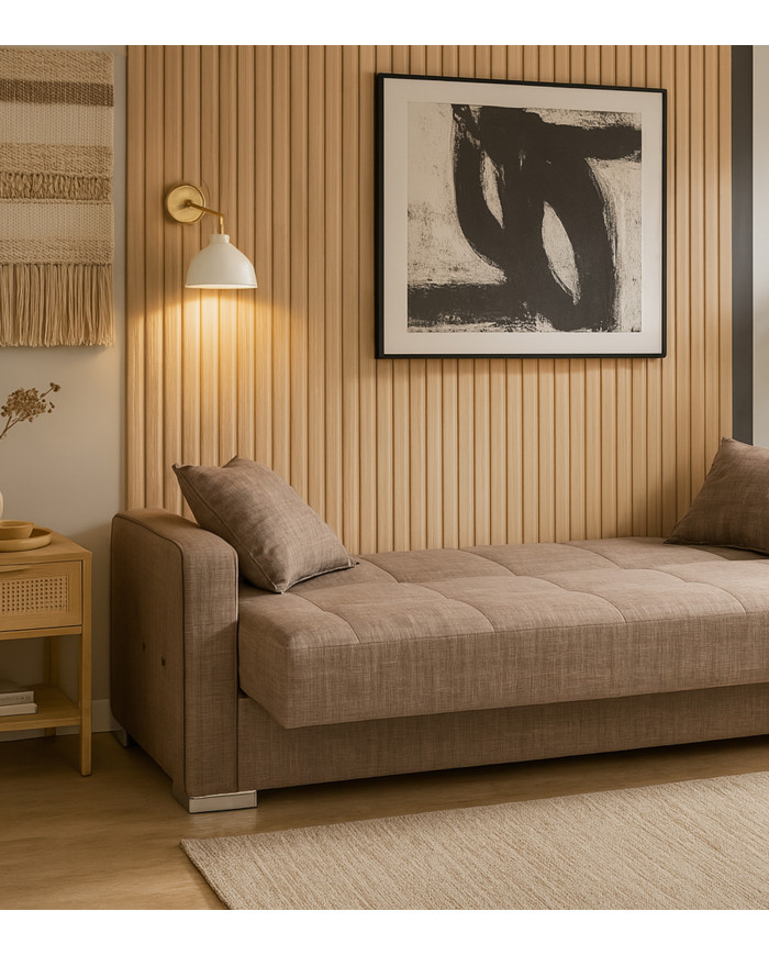 Sofá cama Torra – Con arcón, muelles y cojines incluidos