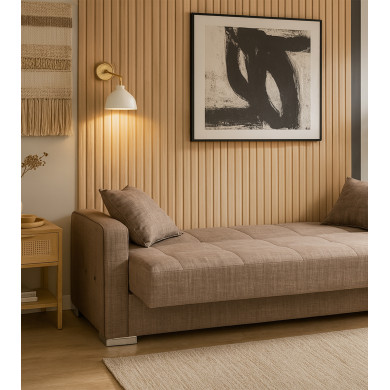 Sofá cama Torra – Con arcón, muelles y cojines incluidos