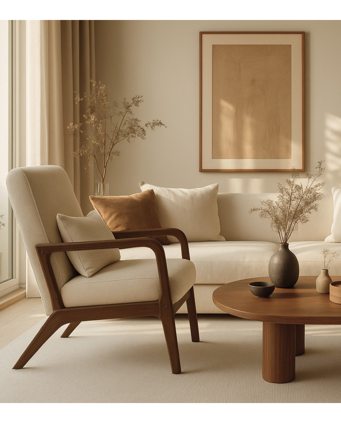 Butaca Nicole nórdica con cojín lumbar – Tapizado antimanchas