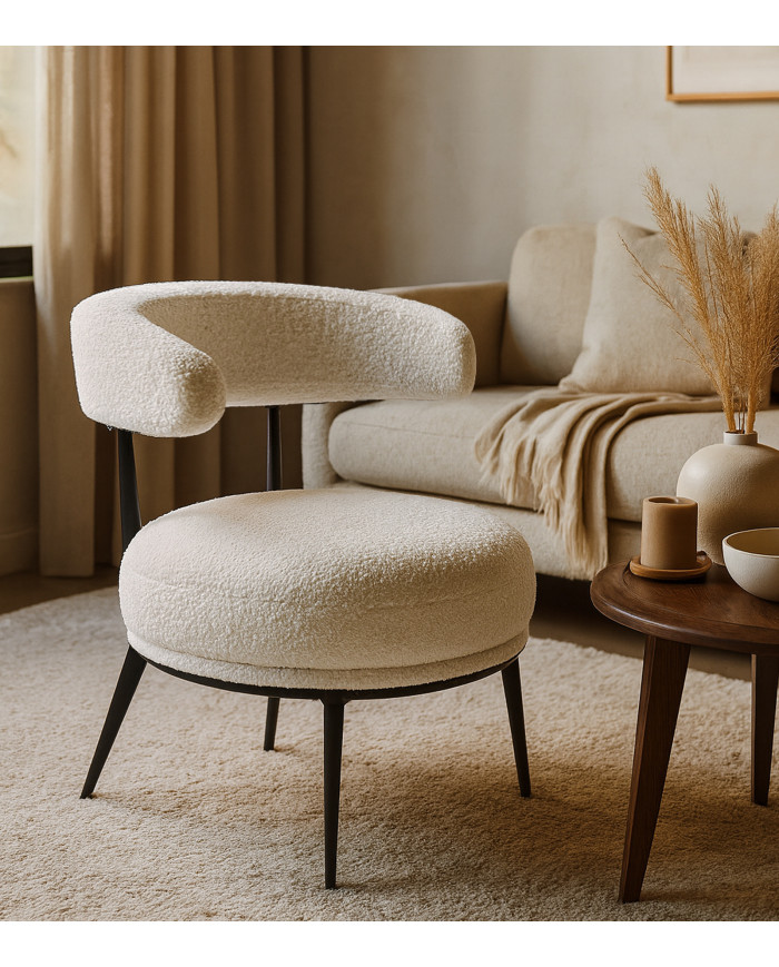 Butaca Asis – Tapizado Teddy y patas metálicas, ideal para cualquier espacio