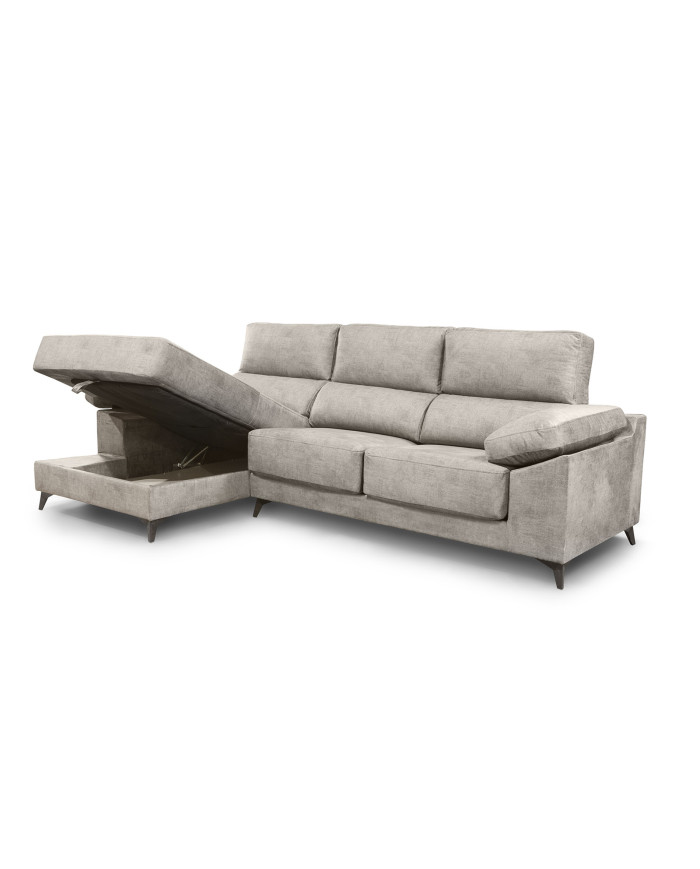 Sofá Chaise Longue Vis – Con arcón, asientos extraíbles y respaldos reclinables Sofá Chaise Longue Vis – Con arcón, asientos extraíbles y respaldos reclinables