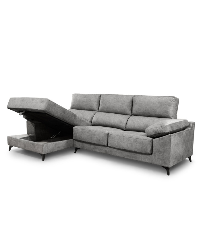 Sofá Chaise Longue Vis – Con arcón, asientos extraíbles y respaldos reclinables Sofá Chaise Longue Vis – Con arcón, asientos extraíbles y respaldos reclinables