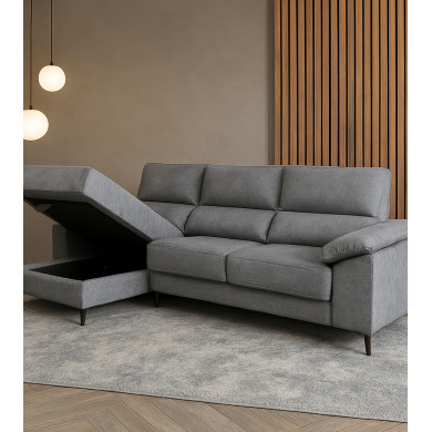 Sofá Chaise Longue Vis – Con arcón, asientos extraíbles y respaldos reclinables Sofá Chaise Longue Vis – Con arcón, asientos extraíbles y respaldos reclinables