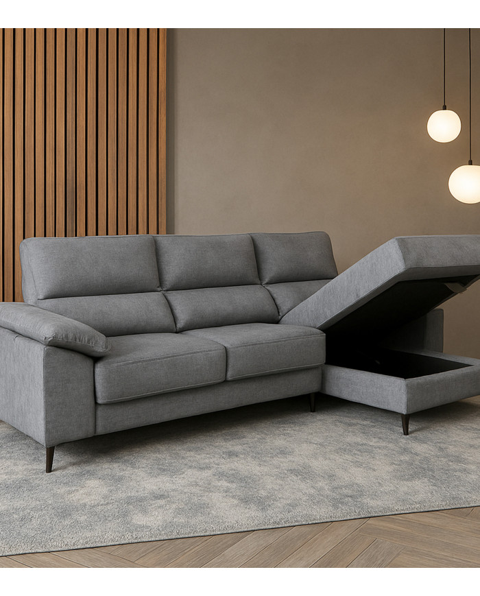Sofá Chaise Longue Vis – Con arcón, asientos extraíbles y respaldos reclinables Sofá Chaise Longue Vis – Con arcón, asientos extraíbles y respaldos reclinables