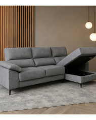 Sofá Chaise Longue Vis – Con arcón, asientos extraíbles y respaldos reclinables Sofá Chaise Longue Vis – Con arcón, asientos extraíbles y respaldos reclinables