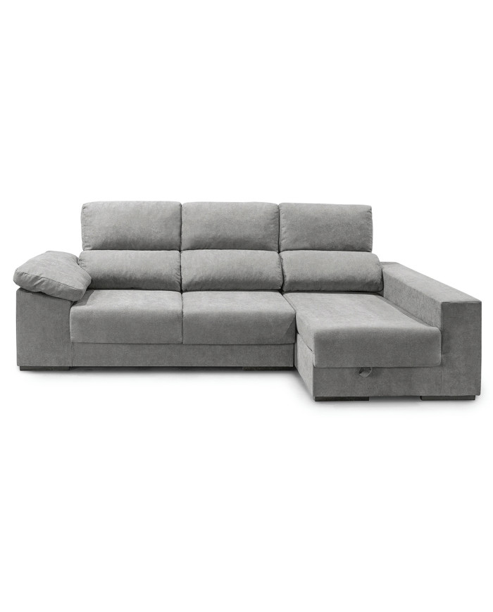Sofá Chaise Longue Marcia – 3 plazas con asientos deslizantes, pouf y arcón Sofá Chaise Longue Marcia – 3 plazas con asientos deslizantes, pouf y arcón