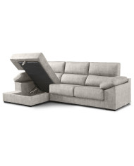 Sofá Chaise Longue Monti – Asientos extraíbles, respaldos reclinables y arcón Sofá Chaise Longue Monti – Asientos extraíbles, respaldos reclinables y arcón