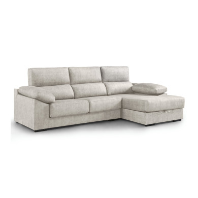 Sofá Chaise Longue Monti – Asientos extraíbles, respaldos reclinables y arcón Sofá Chaise Longue Monti – Asientos extraíbles, respaldos reclinables y arcón