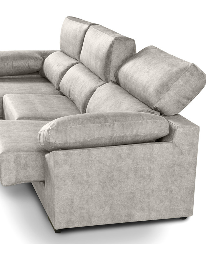 Sofá Chaise Longue Monti – Asientos extraíbles, respaldos reclinables y arcón Sofá Chaise Longue Monti – Asientos extraíbles, respaldos reclinables y arcón