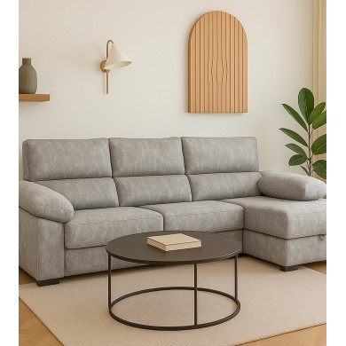 Sofá Chaise Longue Monti – Asientos extraíbles, respaldos reclinables y arcón Sofá Chaise Longue Monti – Asientos extraíbles, respaldos reclinables y arcón