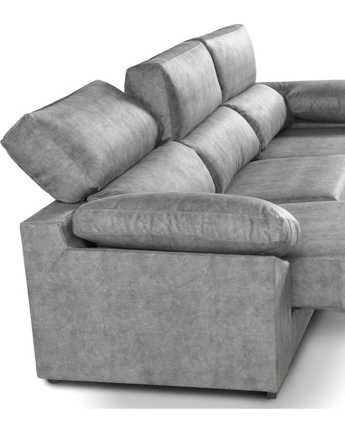 Sofá Chaise Longue Monti – Asientos extraíbles, respaldos reclinables y arcón Sofá Chaise Longue Monti – Asientos extraíbles, respaldos reclinables y arcón