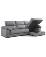 Sofá Chaise Longue Monti – Asientos extraíbles, respaldos reclinables y arcón Sofá Chaise Longue Monti – Asientos extraíbles, respaldos reclinables y arcón