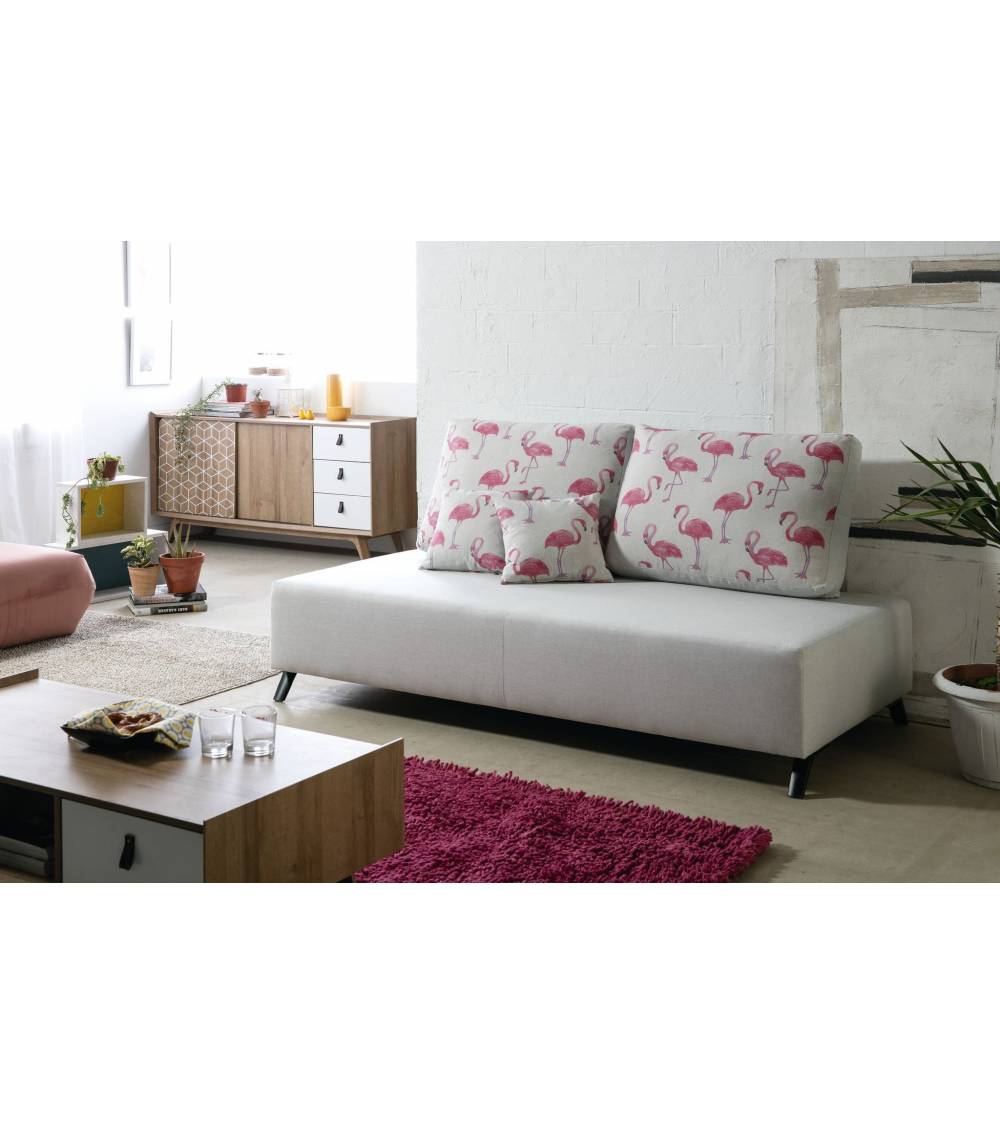 Sofá Cama infantil-juvenil con estampado de flamencos