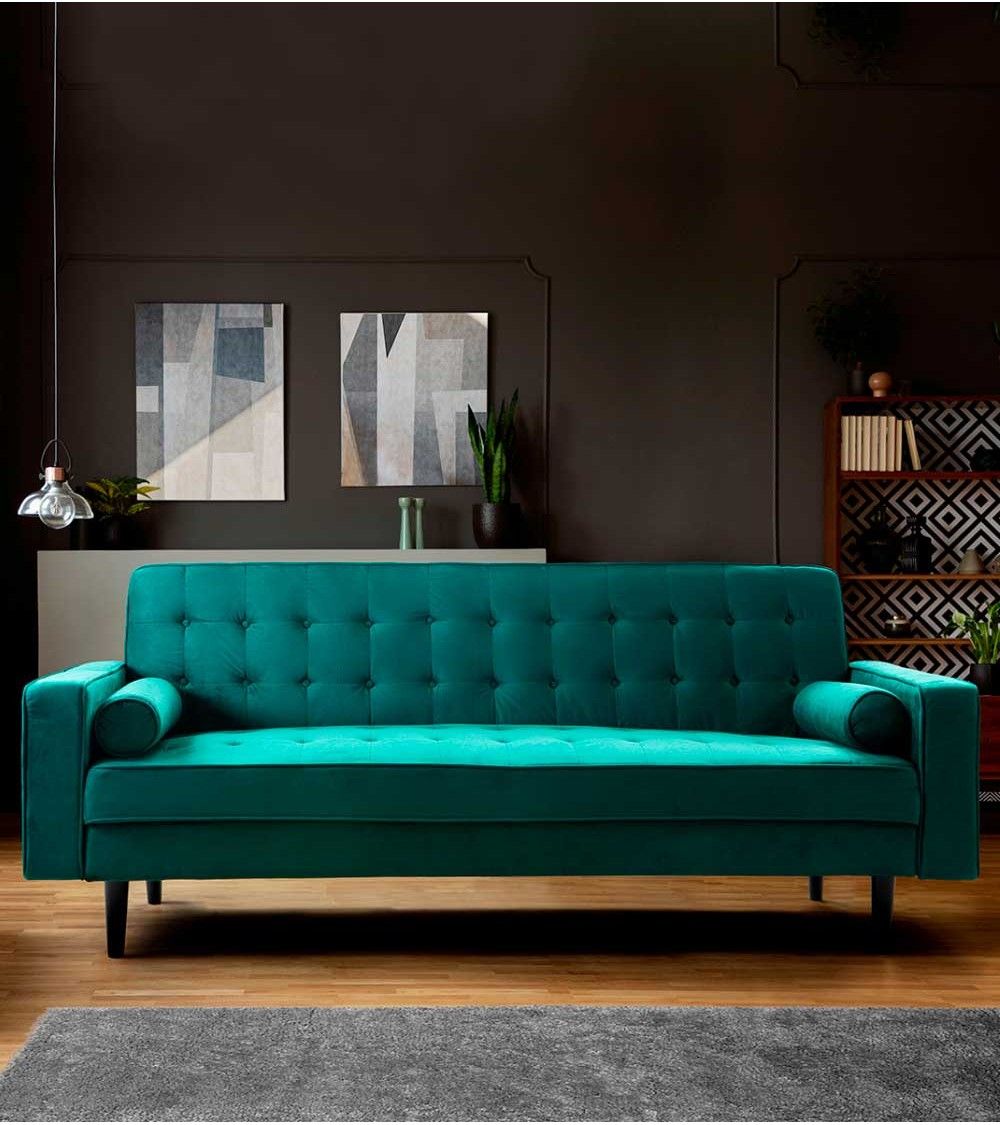 Sofá cama terciopelo antimanchas GREEN