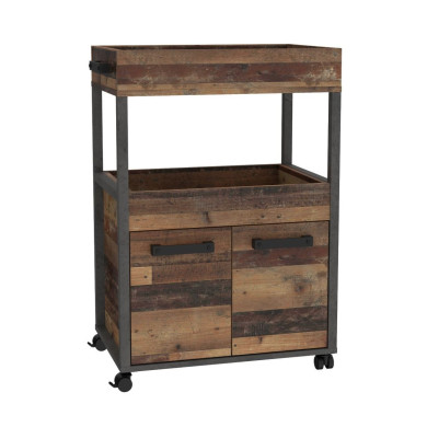 Mueble bar BACO con ruedas estilo industrial