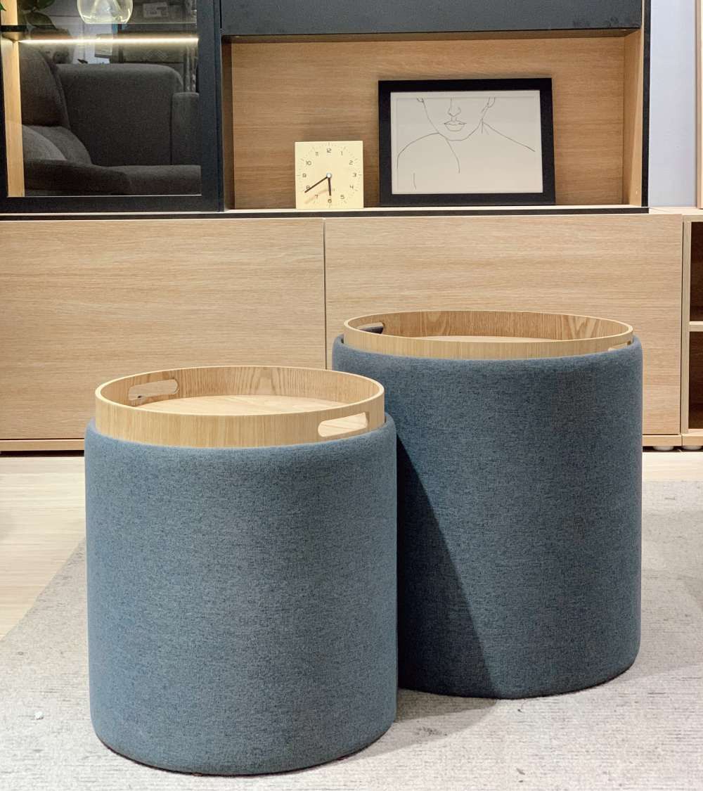 Pack 2 puffs decorativos con arcón ANIA